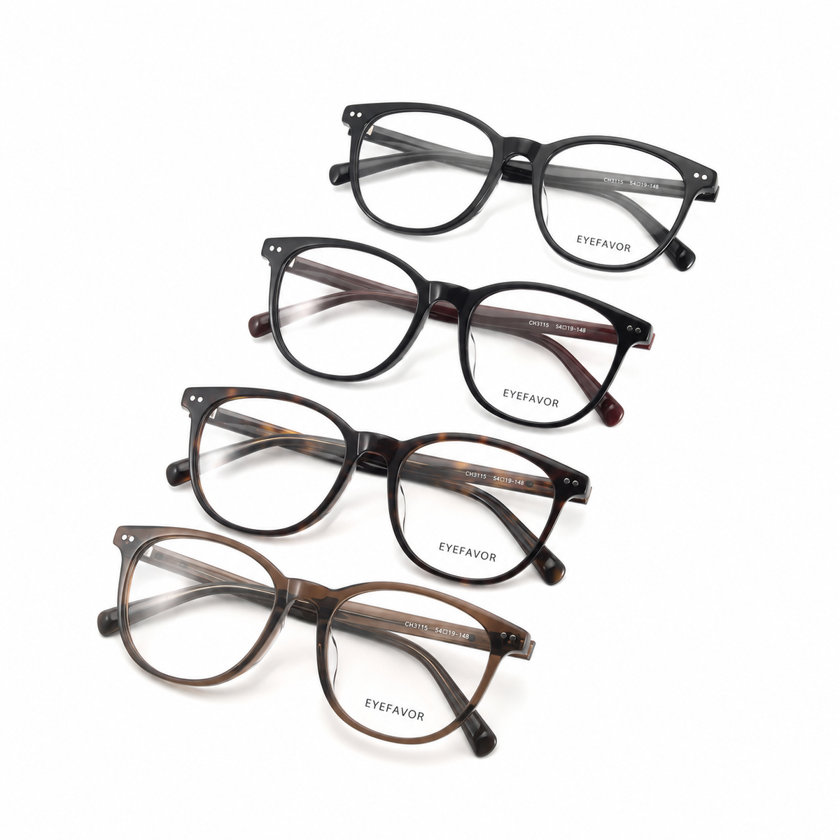 EYEFAVOR Acetate Soft Square Optical Glasses – Black, Wine, Brown & Tortoise