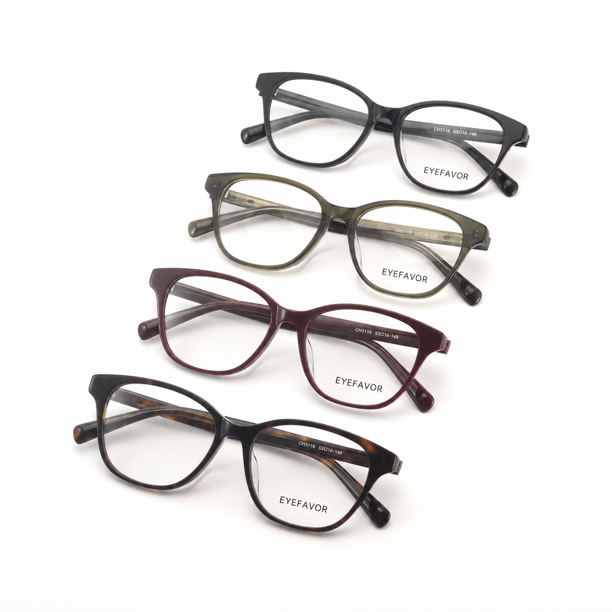 EYEFAVOR Acetate Soft Square Optical Glasses – Black, Olive, Burgundy & Tortoise